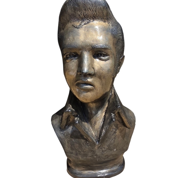 Elvis Presley Bronze Bust Ceramic Head Bust King Of Rock Decor Collectable 50s - Picture 11 of 13